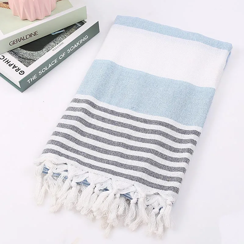 Cotton Large Turkish Pestemal Bath Towel with Tassels Travel Camping Shawl Beach Gym Pool Blanket Surgical Drape Scarf 100x180cm