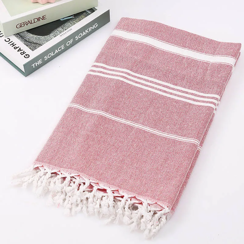 Cotton Large Turkish Pestemal Bath Towel with Tassels Travel Camping Shawl Beach Gym Pool Blanket Surgical Drape Scarf 100x180cm