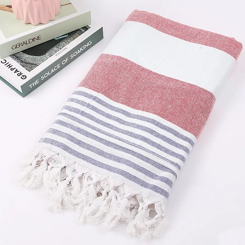 Cotton Large Turkish Pestemal Bath Towel with Tassels Travel Camping Shawl Beach Gym Pool Blanket Surgical Drape Scarf 100x180cm