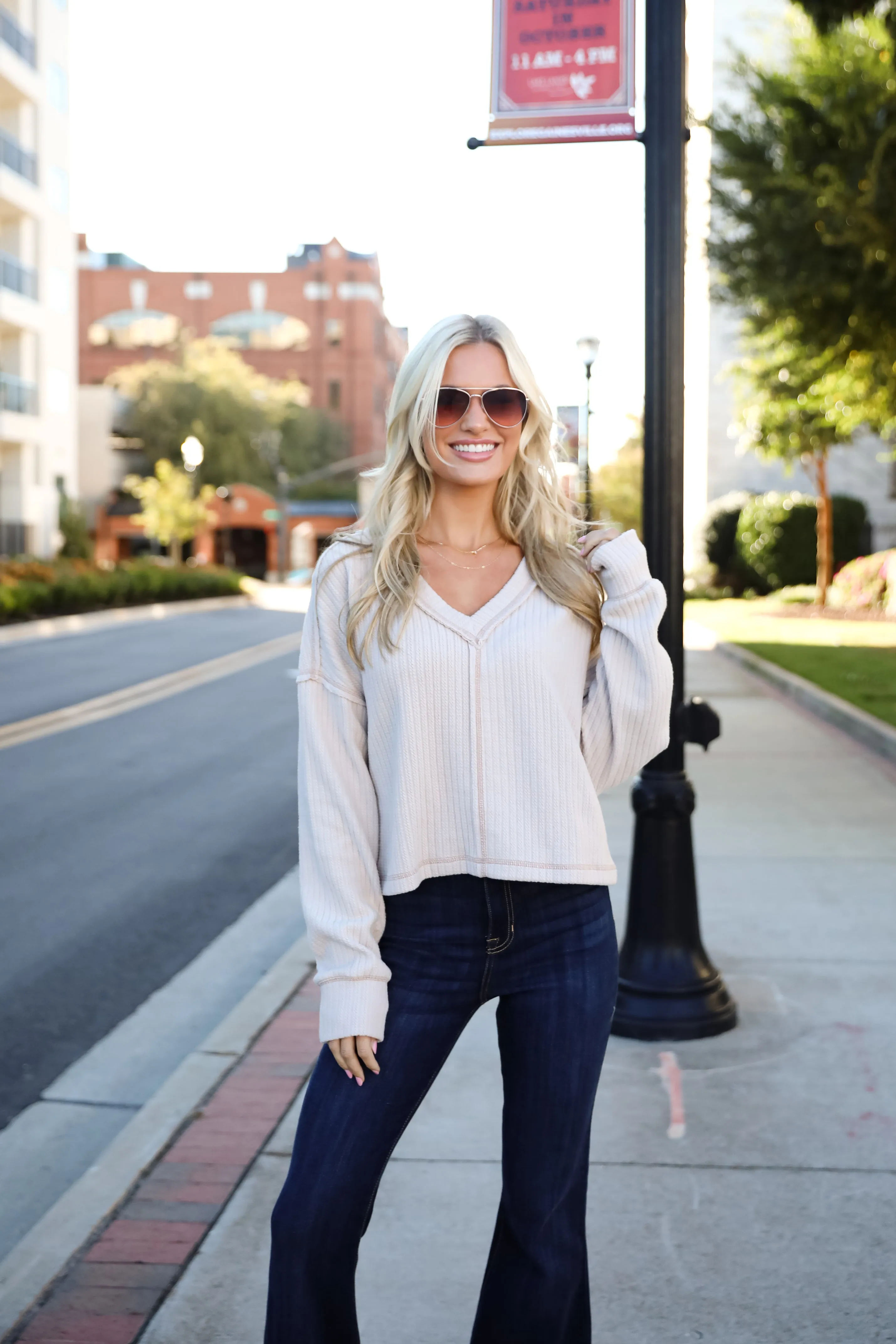 Cozy Sophisticate Cream Soft Knit Top