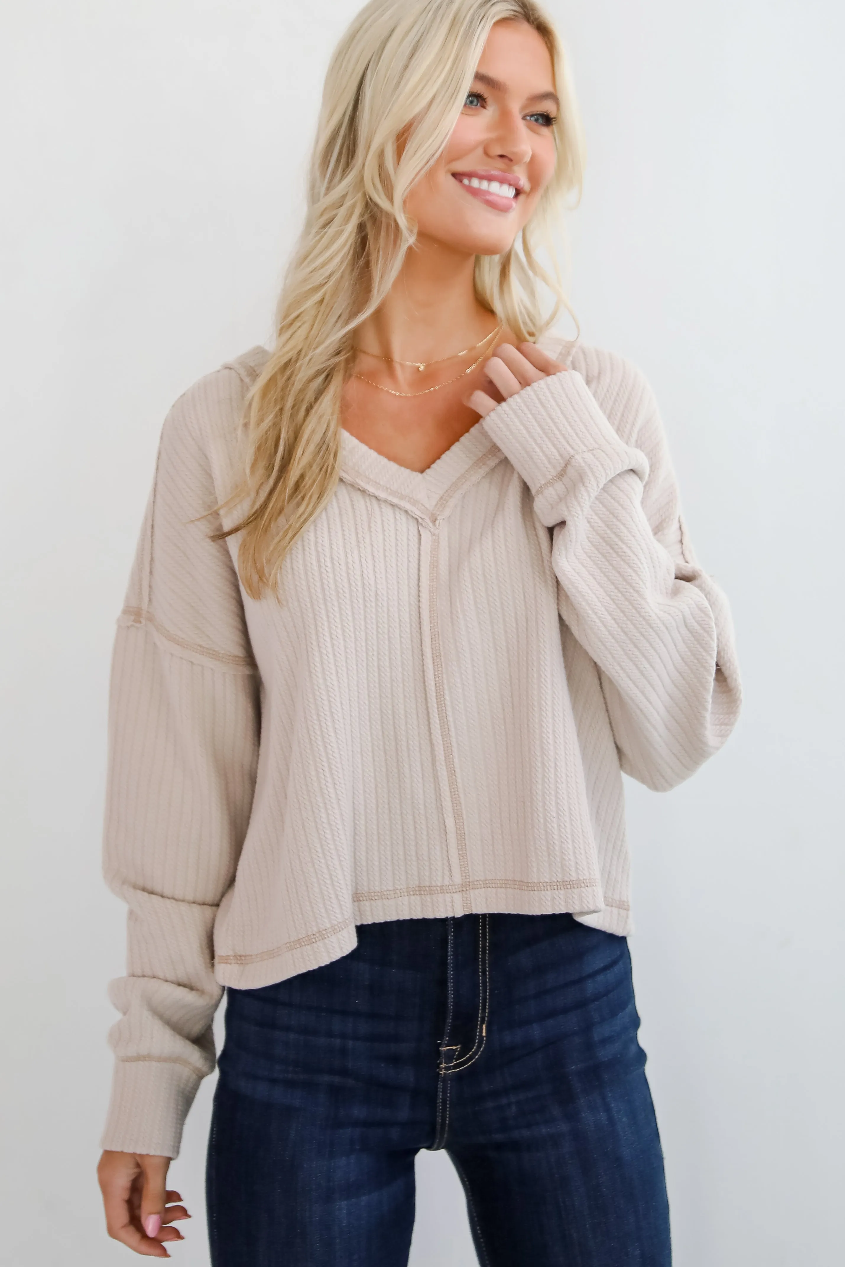 Cozy Sophisticate Cream Soft Knit Top