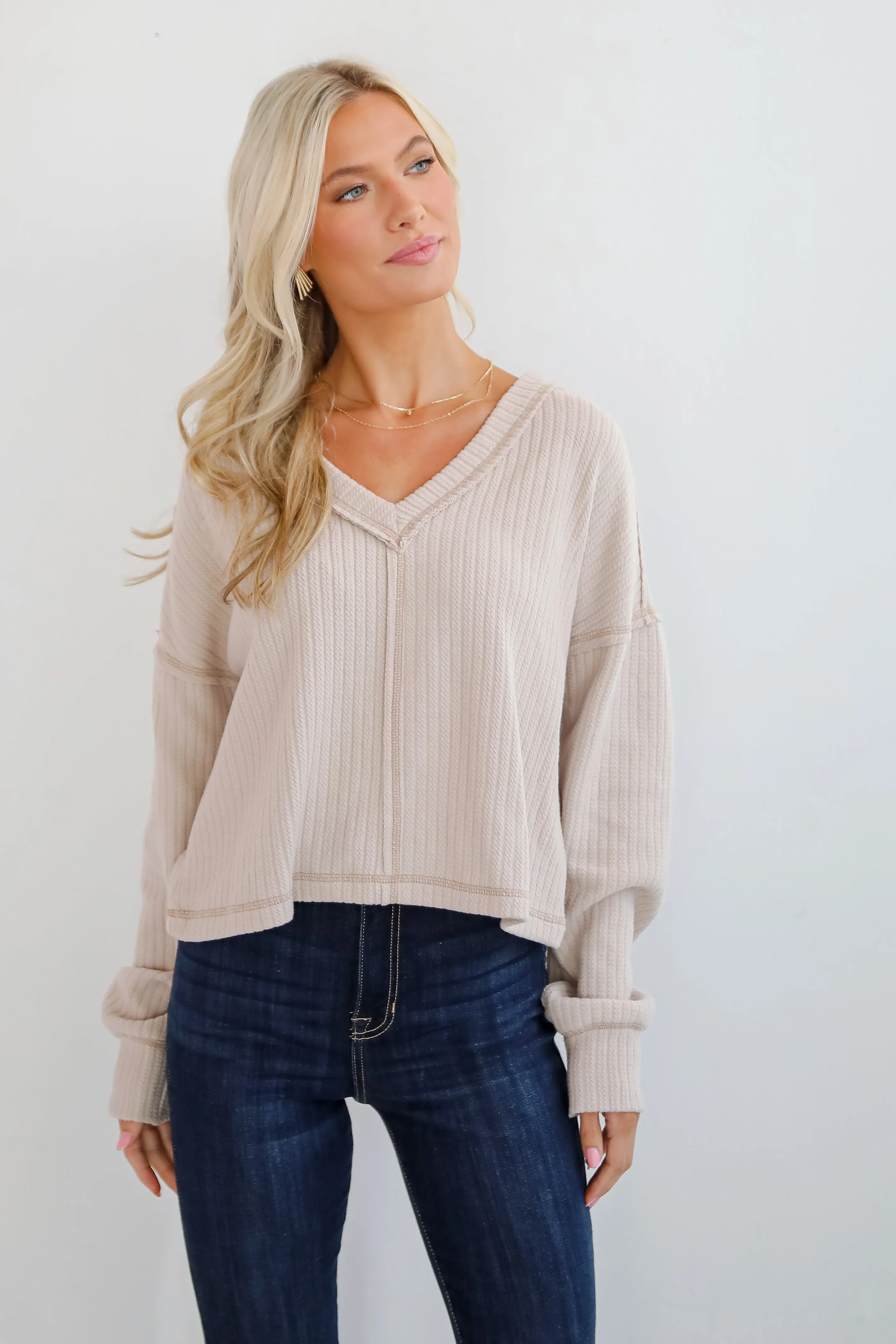 Cozy Sophisticate Cream Soft Knit Top