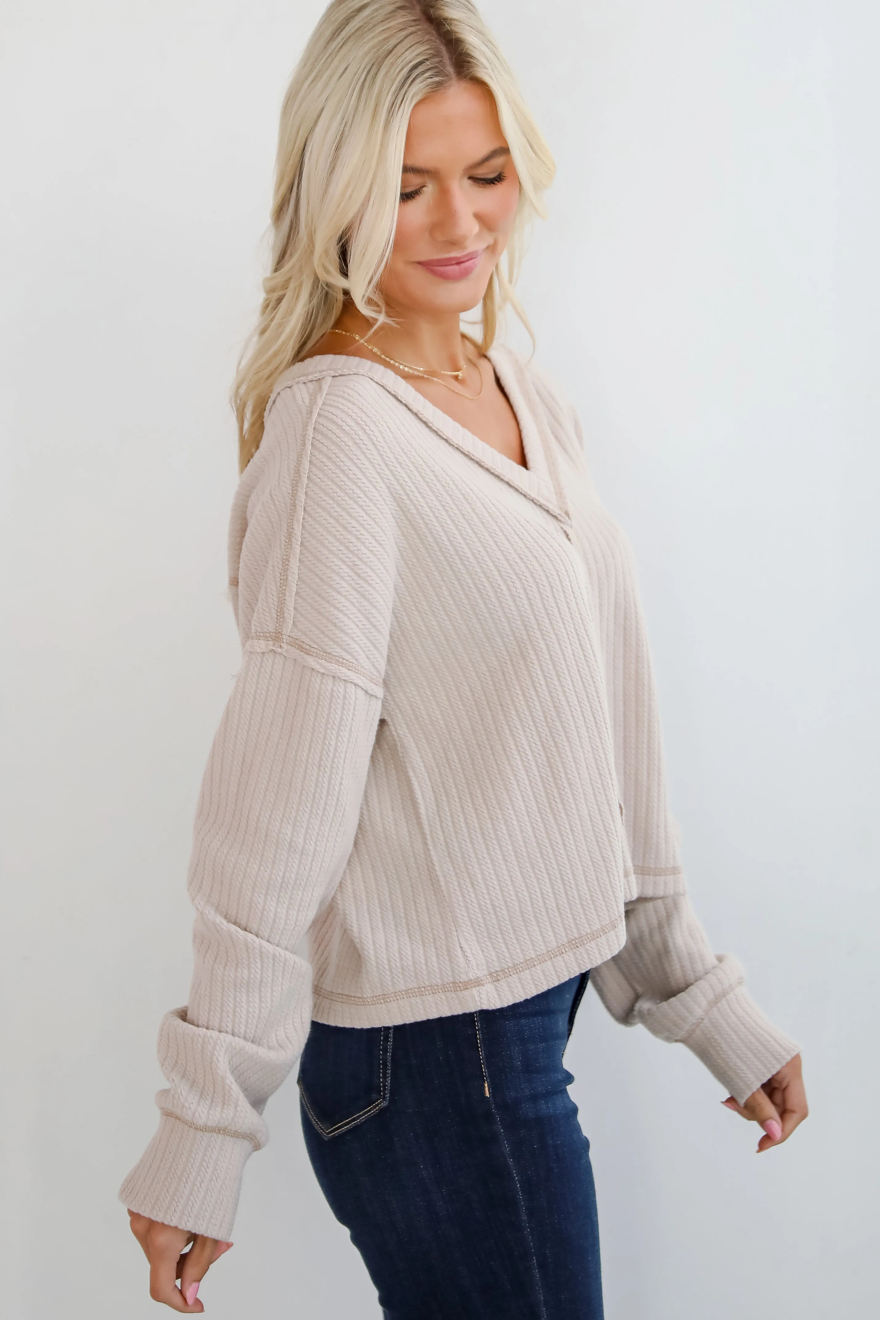 Cozy Sophisticate Cream Soft Knit Top