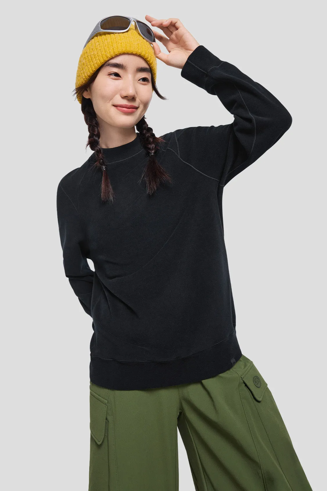 CozyFleece - Women's Relaxed Mid-Warmth Mock Neck Top