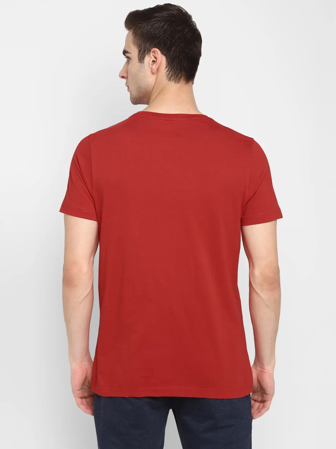 Crew Neck Chest Red Green Men T-Shirt