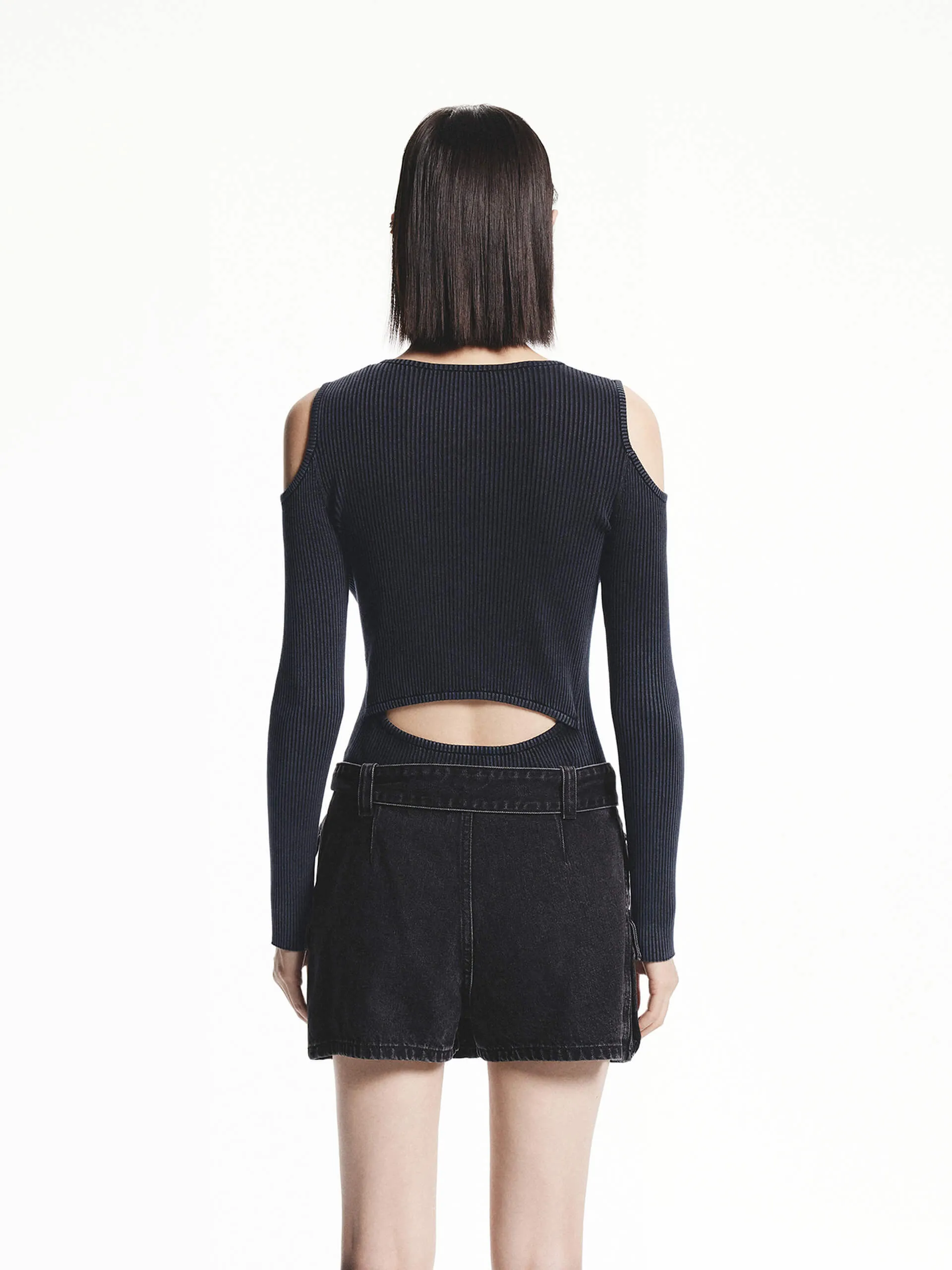 Cut Shoulder Knitted Sweater