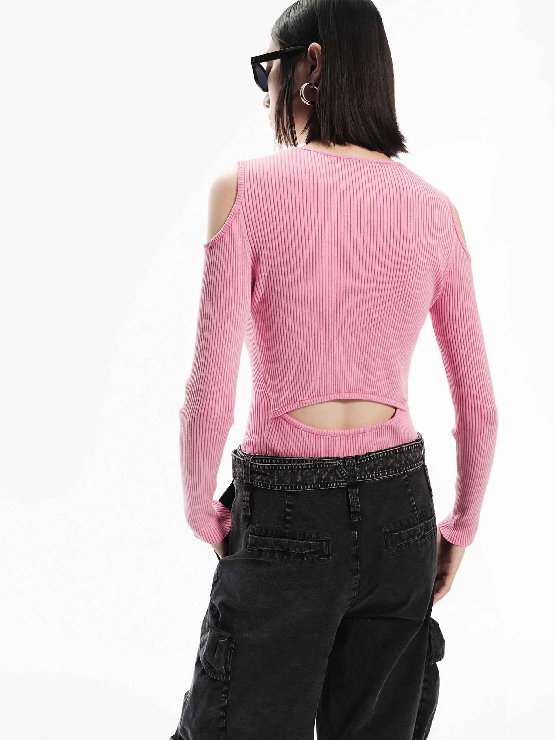 Cut Shoulder Knitted Sweater