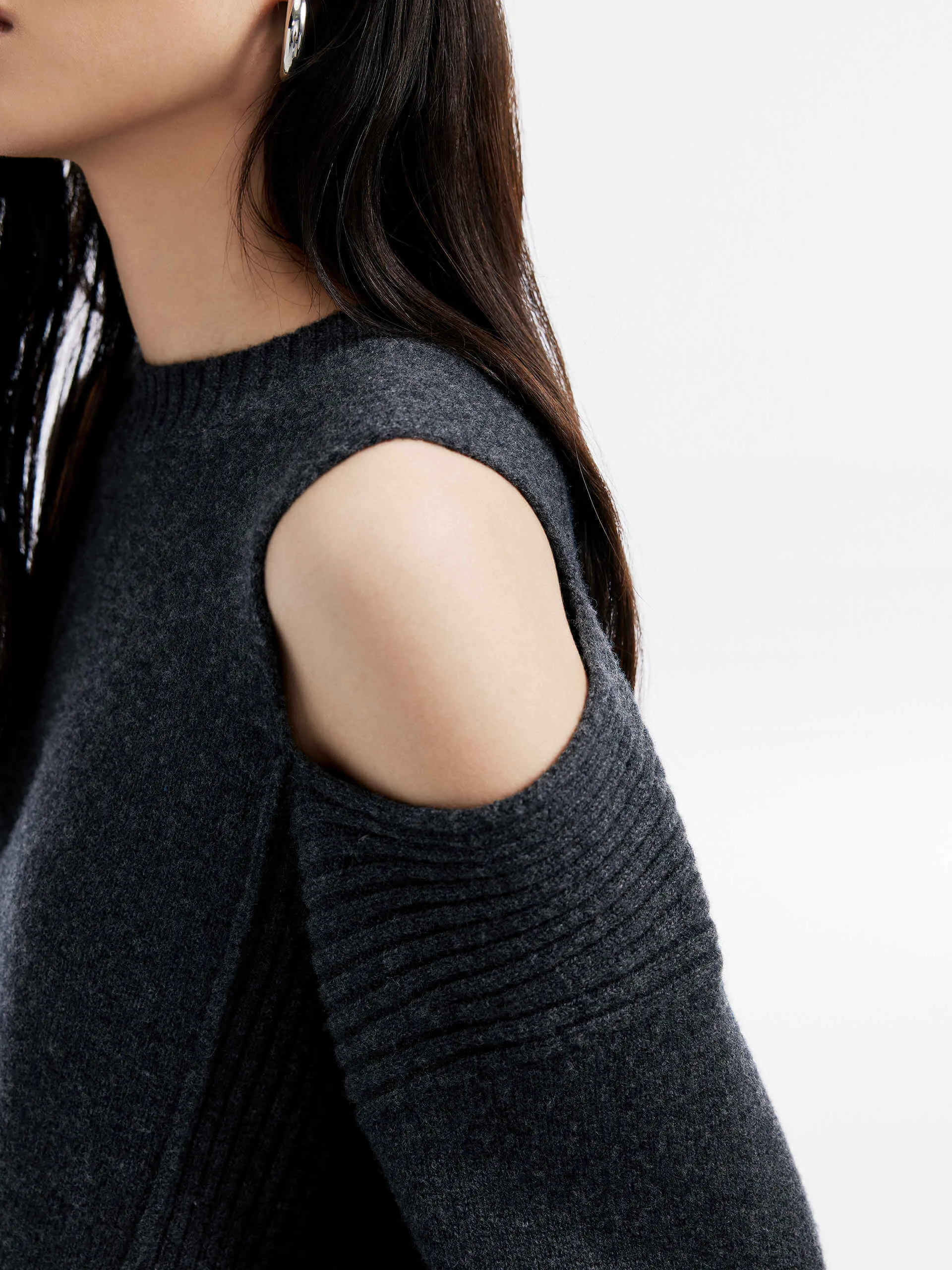 Cut Shoulder Wool Sweater