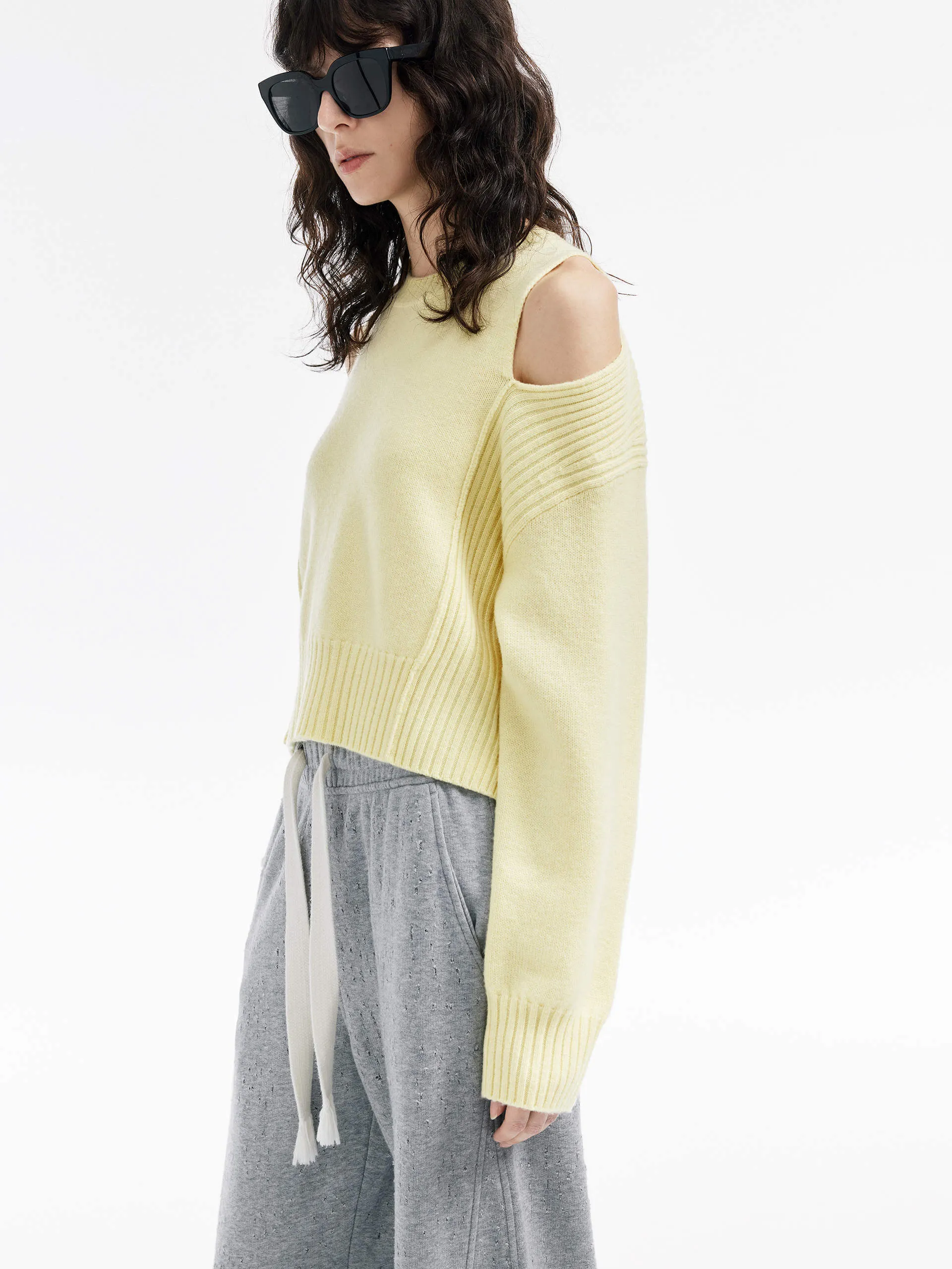 Cut Shoulder Wool Sweater