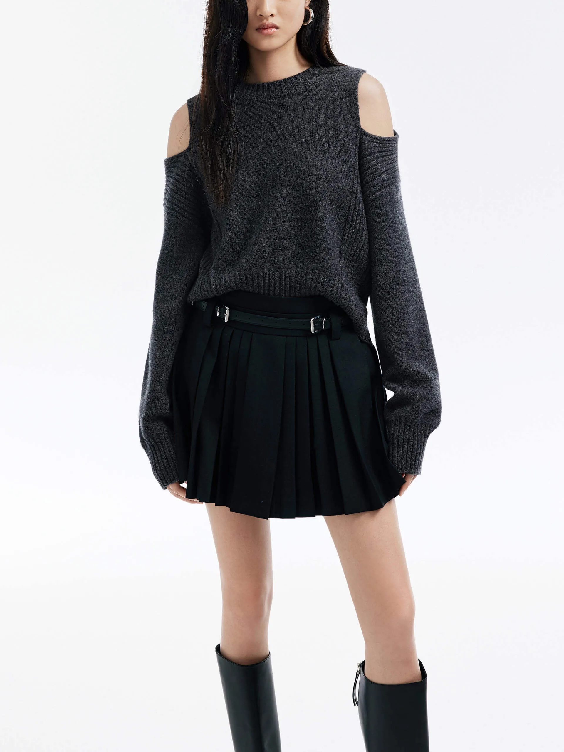 Cut Shoulder Wool Sweater