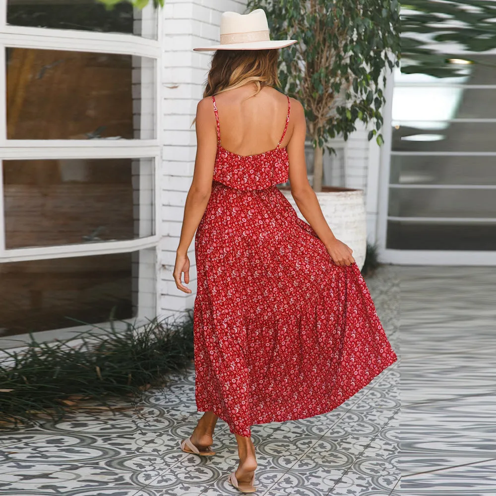 Dainty Ruffle Maxi Boho Dress