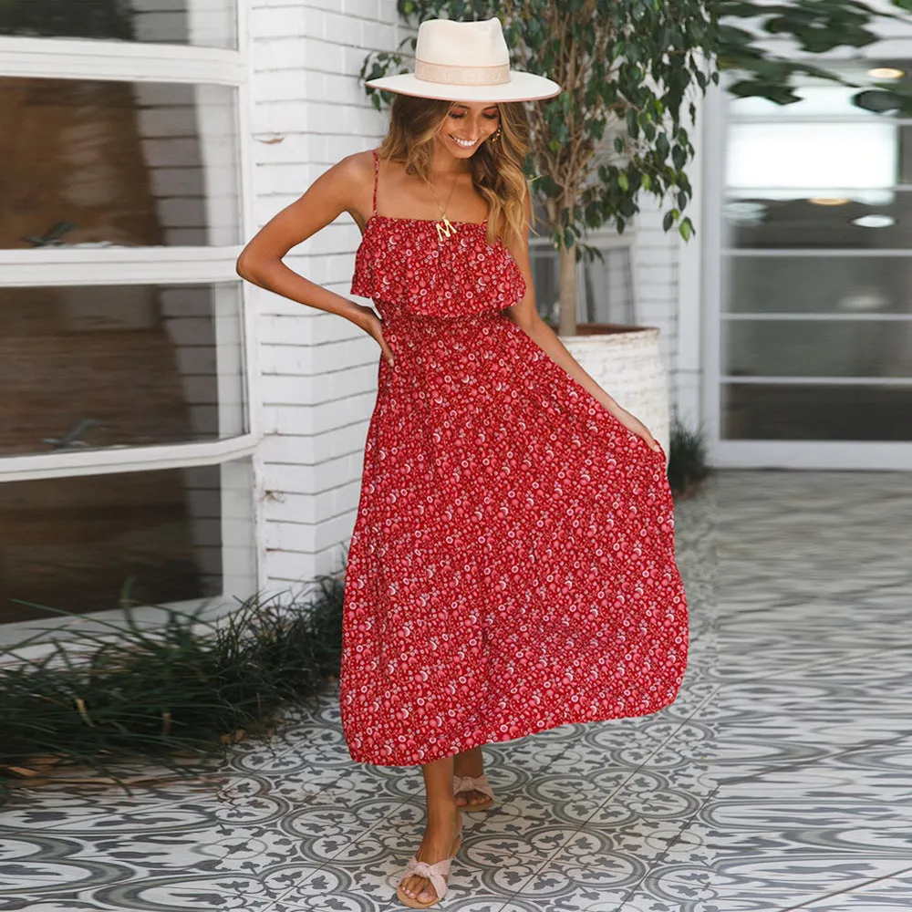 Dainty Ruffle Maxi Boho Dress