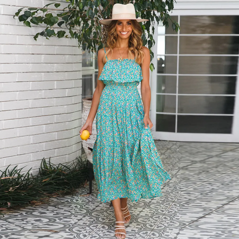 Dainty Ruffle Maxi Boho Dress