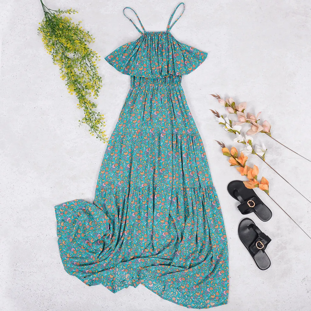 Dainty Ruffle Maxi Boho Dress