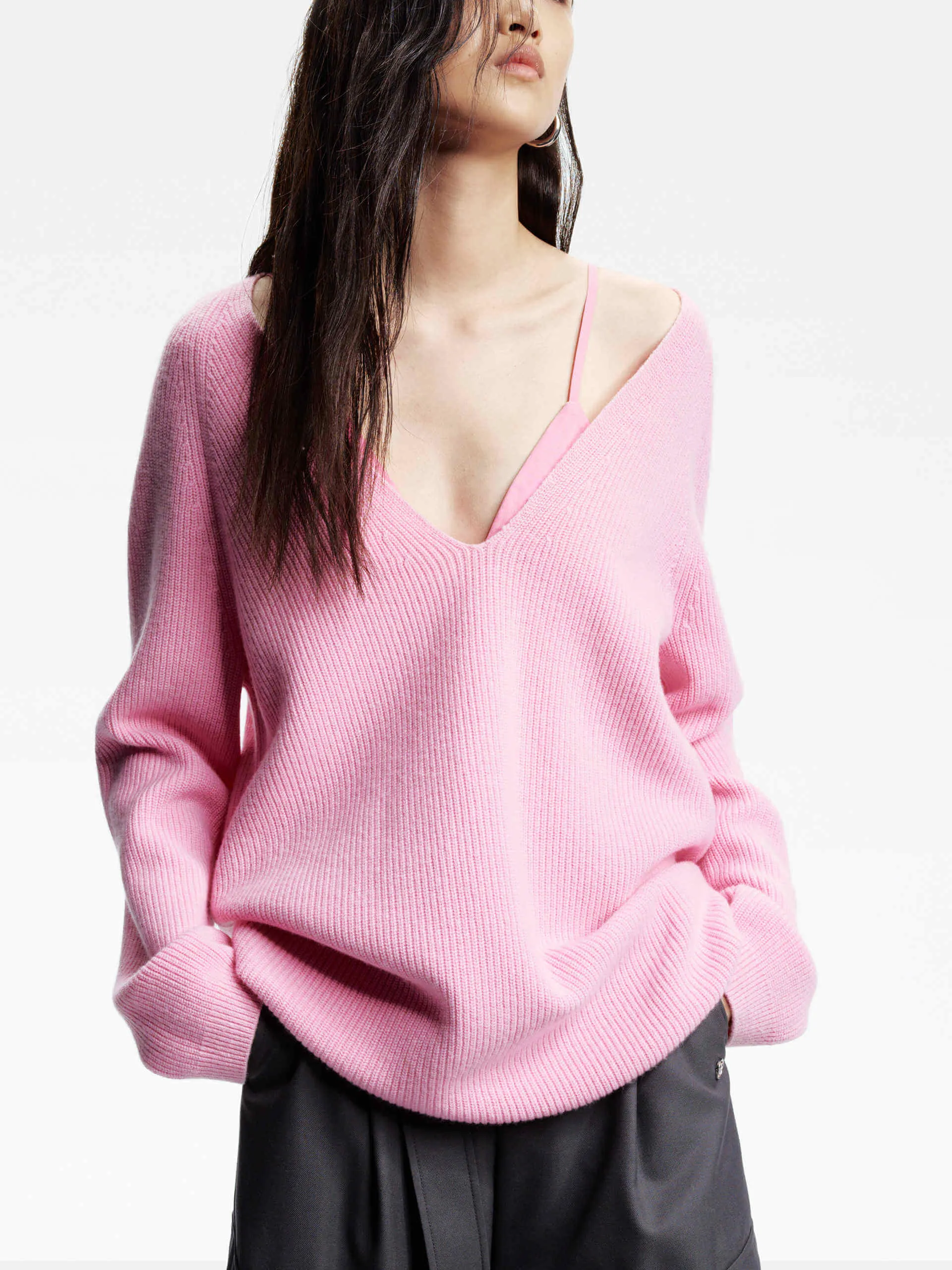 Deep V-neck Wool Sweater