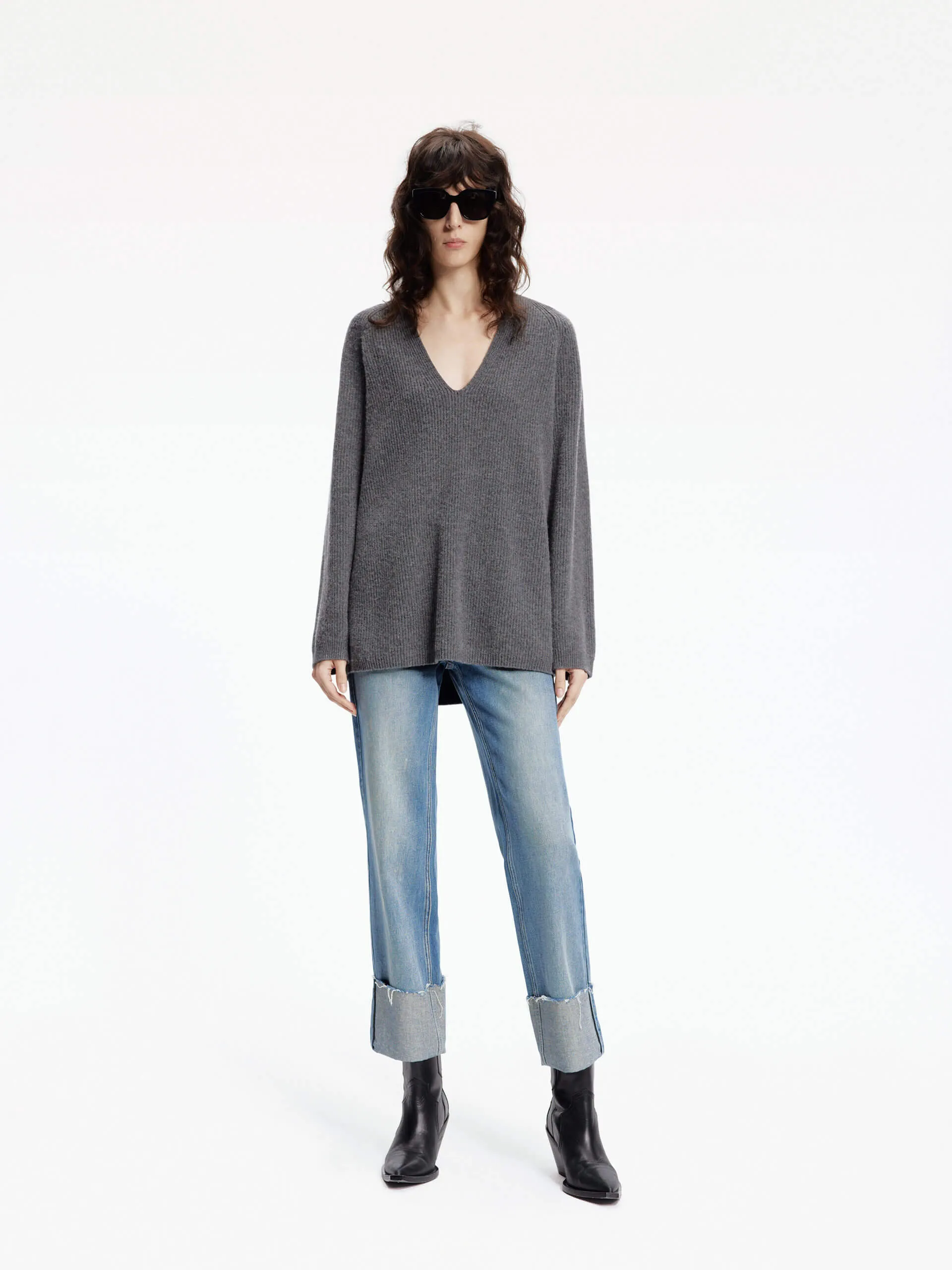 Deep V-neck Wool Sweater