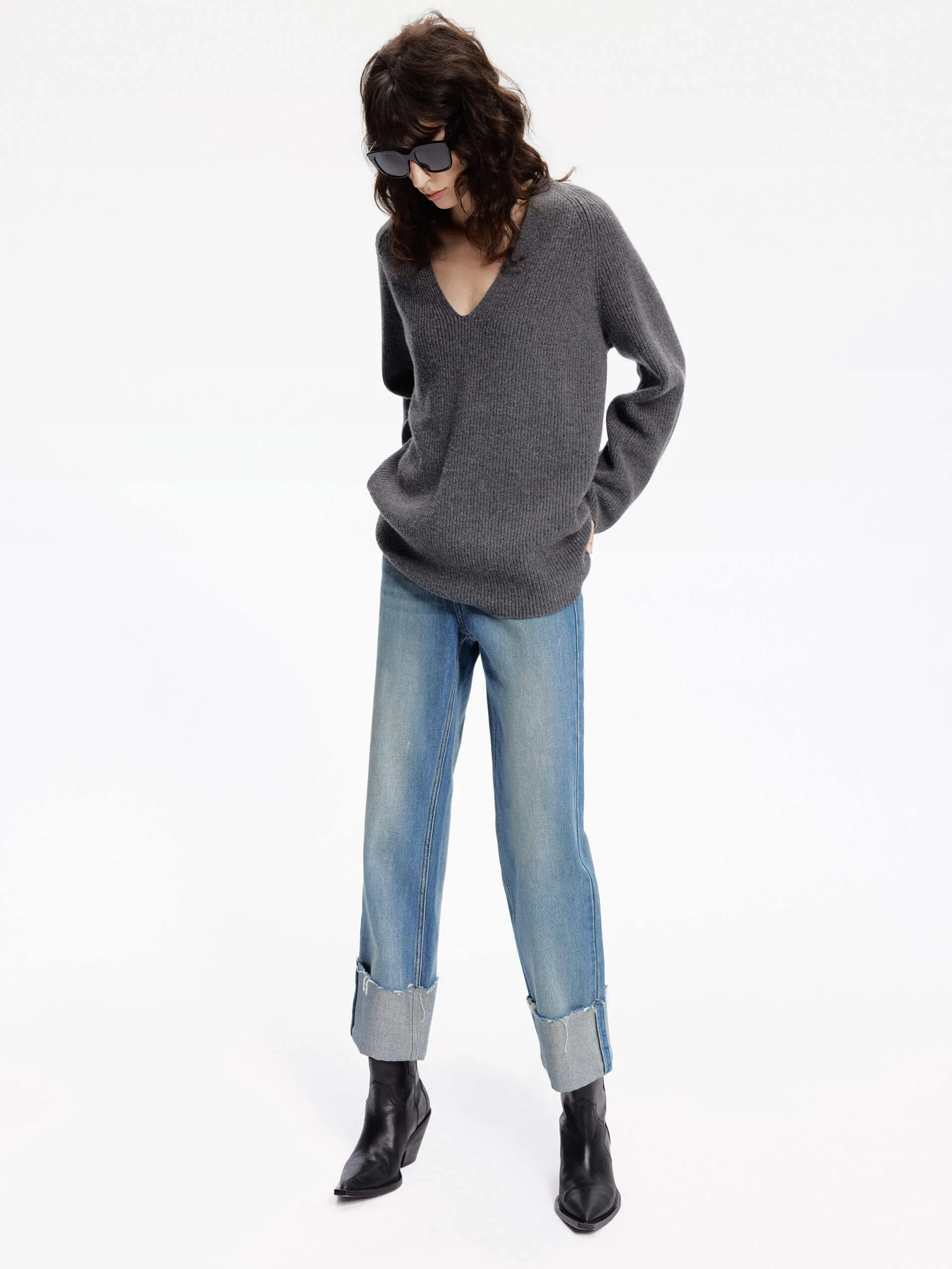 Deep V-neck Wool Sweater