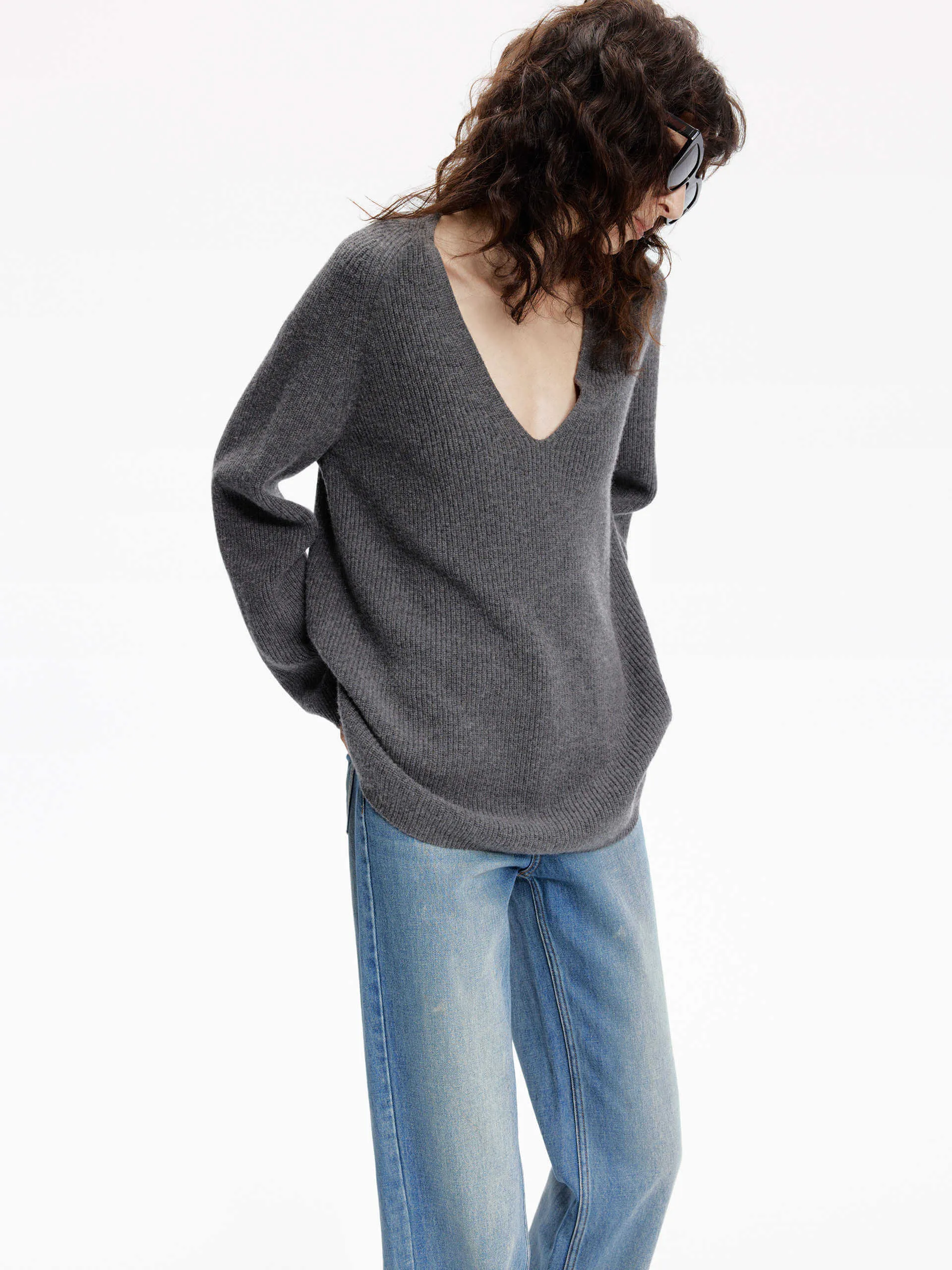 Deep V-neck Wool Sweater