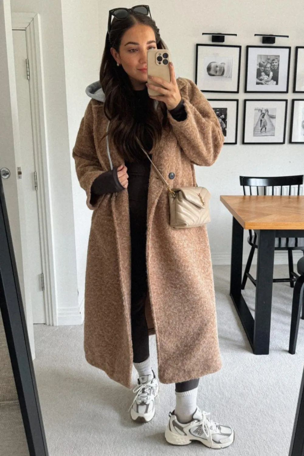 Demi mocha hooded longline coat