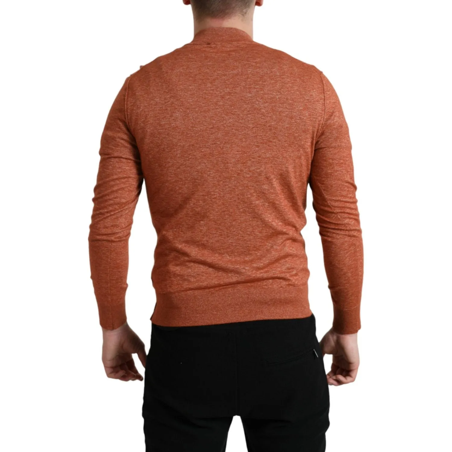 Dolce & Gabbana Silk-Cashmere Orange Crew Neck Sweater