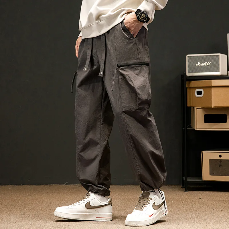 Drawstring Loose Fit Elasticity Tapered Cargo Pants