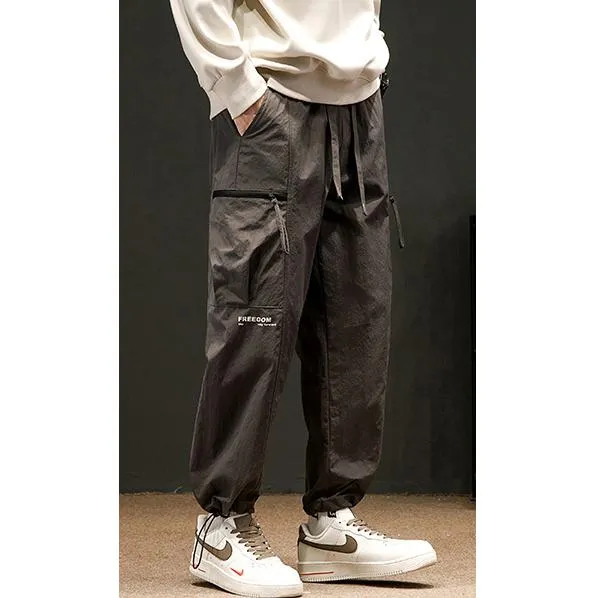 Drawstring Loose Fit Elasticity Tapered Cargo Pants