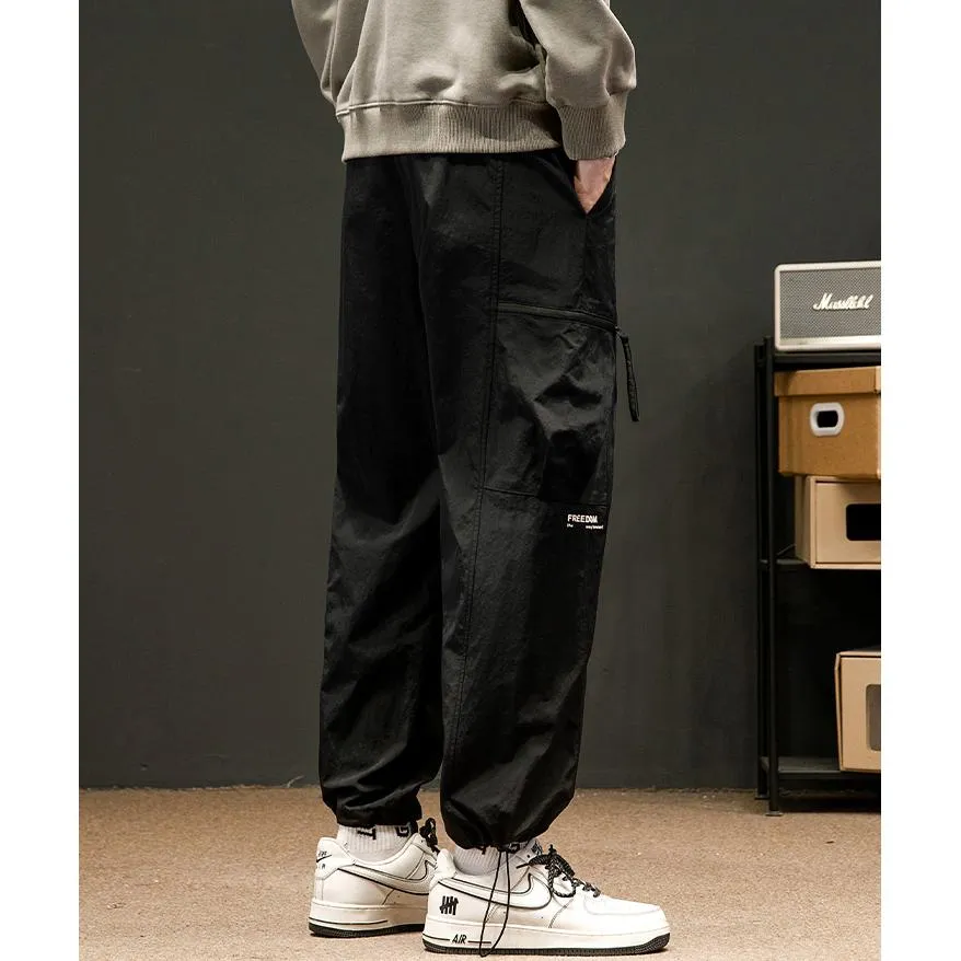 Drawstring Loose Fit Elasticity Tapered Cargo Pants