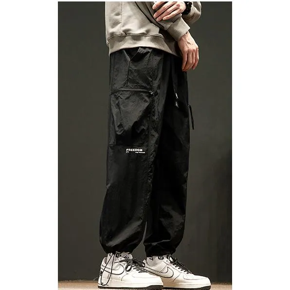 Drawstring Loose Fit Elasticity Tapered Cargo Pants