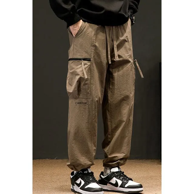 Drawstring Loose Fit Elasticity Tapered Cargo Pants