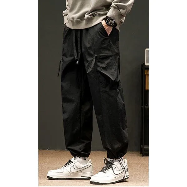 Drawstring Loose Fit Elasticity Tapered Cargo Pants