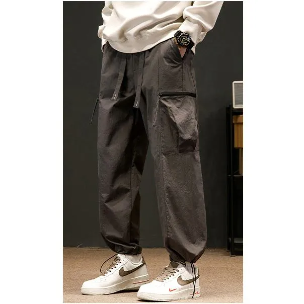 Drawstring Loose Fit Elasticity Tapered Cargo Pants