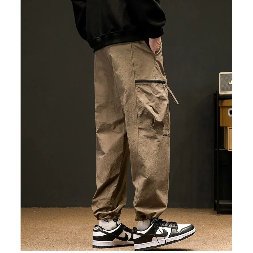 Drawstring Loose Fit Elasticity Tapered Cargo Pants