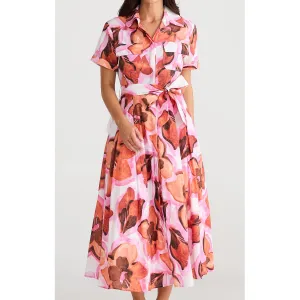 Dress Rossellini Short Sleeve - Azalea