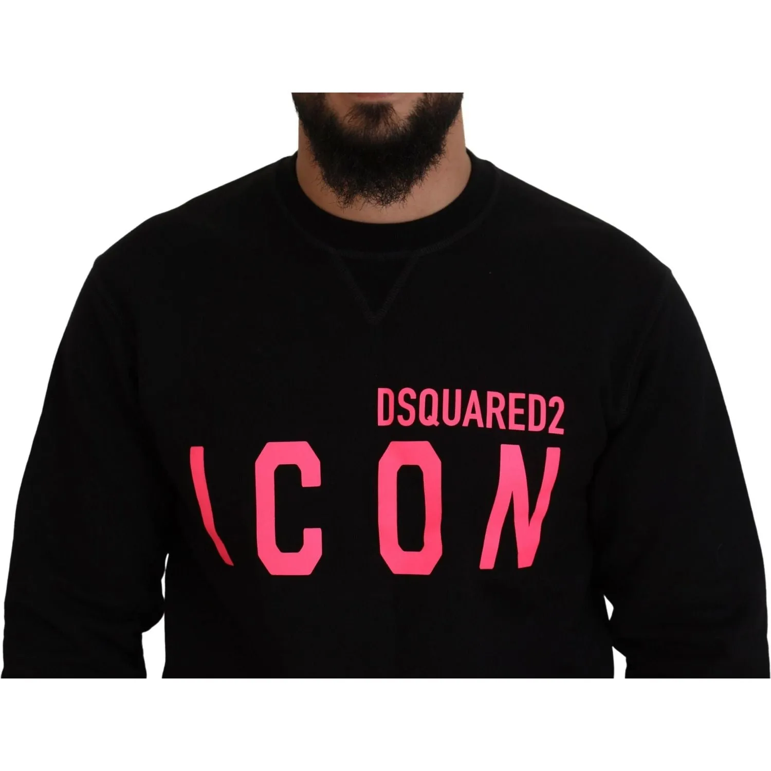 Dsquared² Black Printed Long Sleeves Pullover Sweater