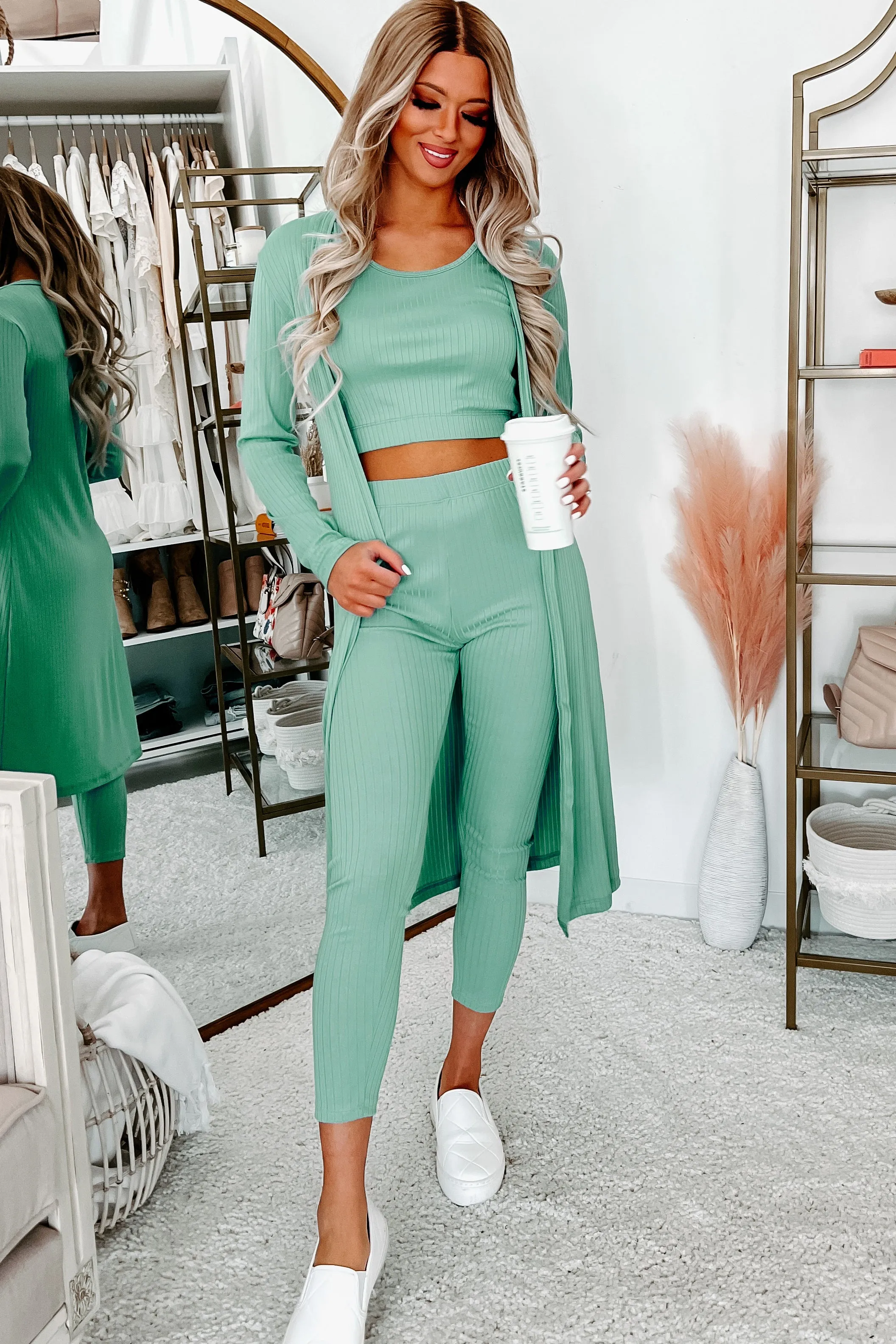 Everything And More Ribbed 3-Piece Set (Seafoam)