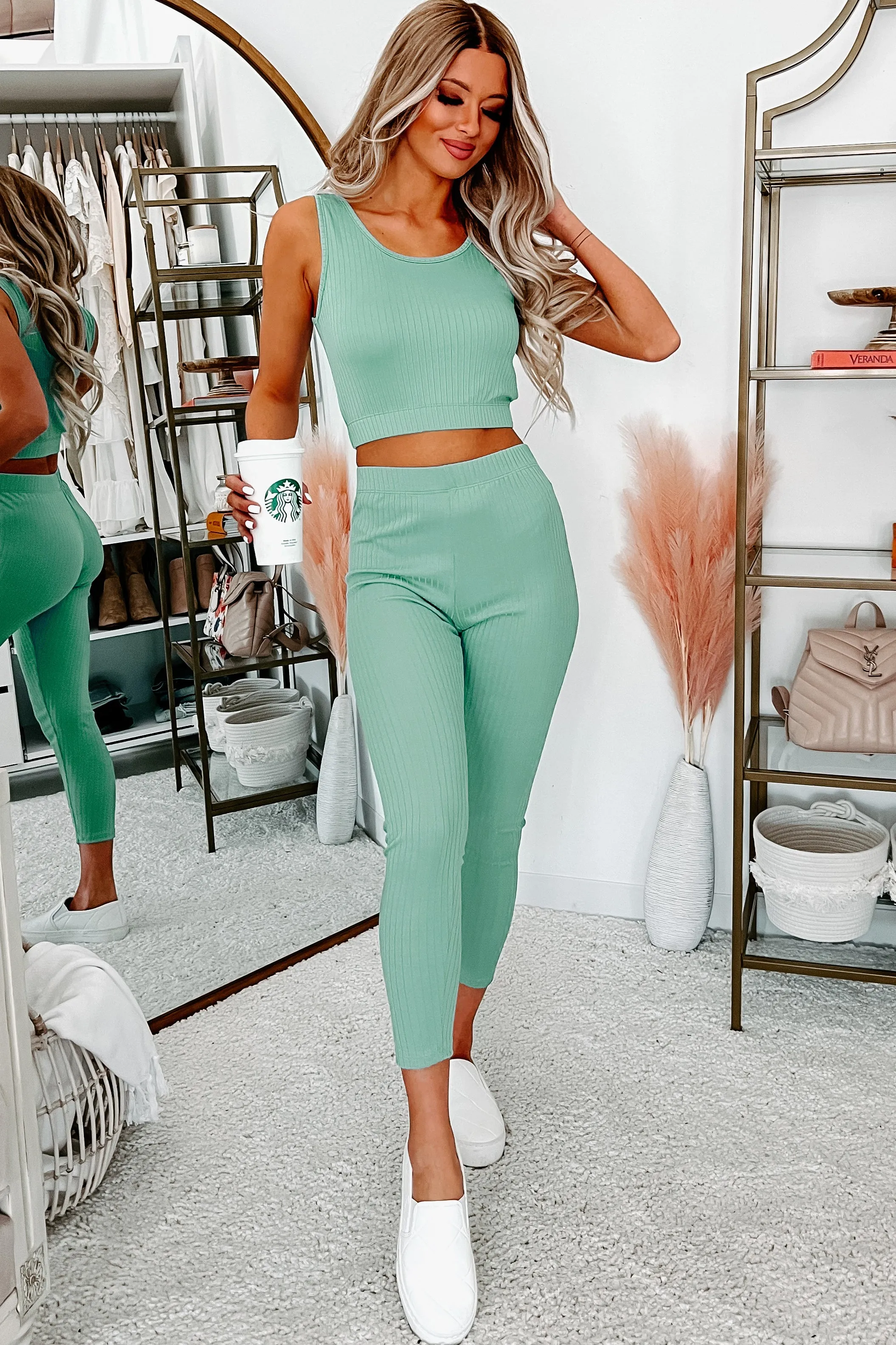 Everything And More Ribbed 3-Piece Set (Seafoam)