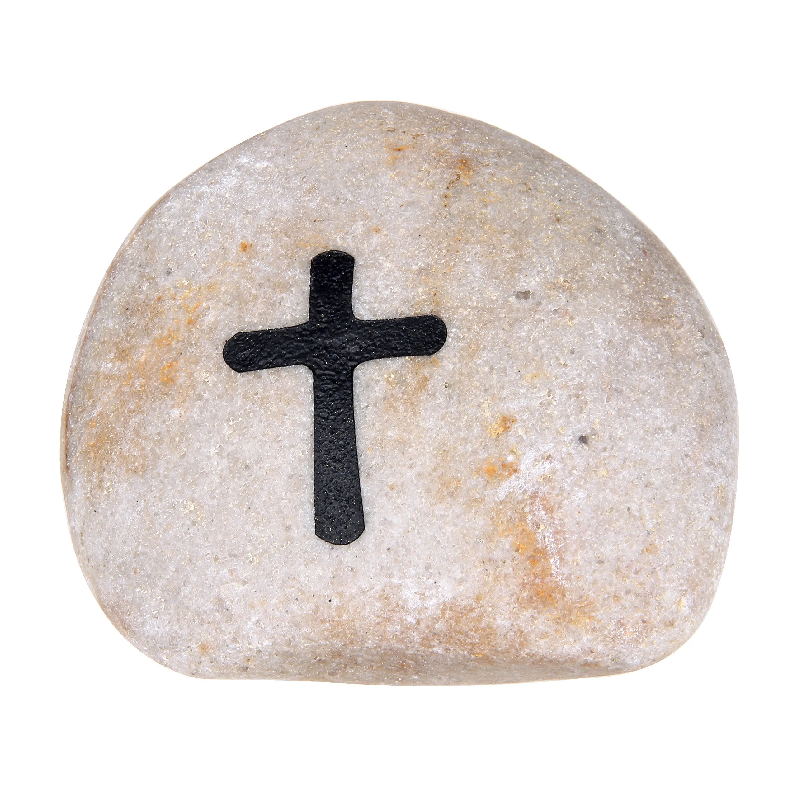 Extra Large Engraved Inspirational Serenity Prayer and Cross Double Sides Engraved Stone (4-4.5 Inches) from The Holy Land