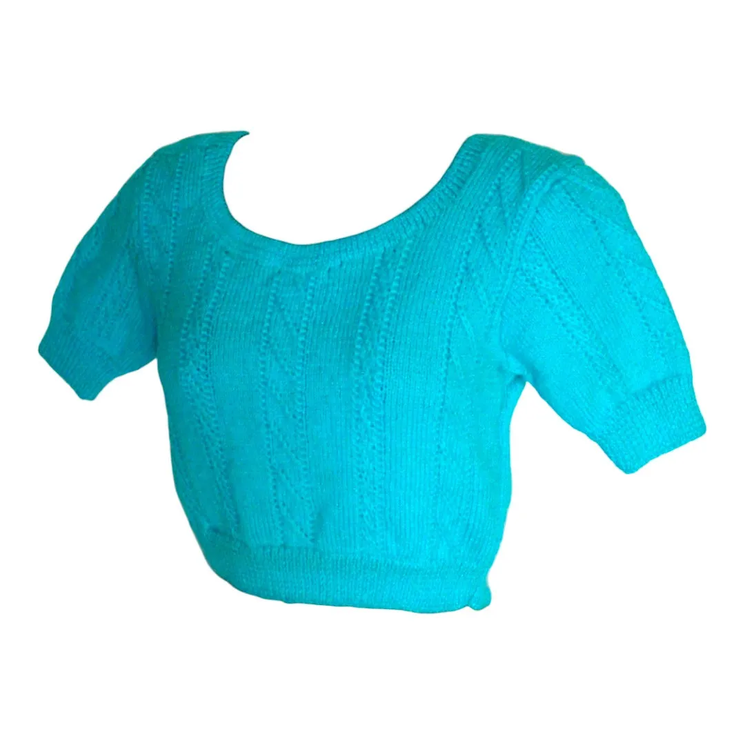 Fab Knitted Design Handmade Woonie Sky Blue Blouse