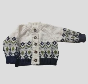 Fairisle Knit Cardigan- Navy