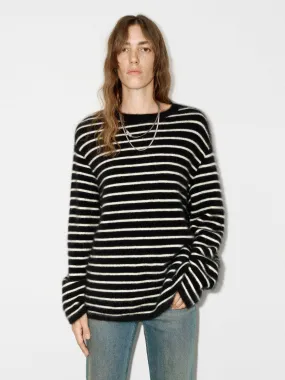 Fluffy Wool Blend Striped Sweater