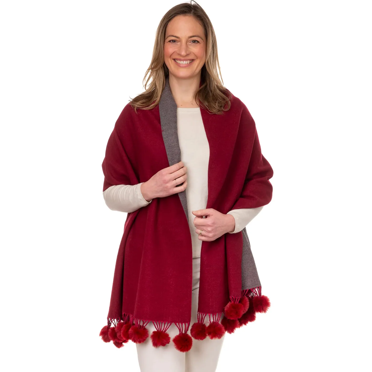 Franchetti Bond Anna Two Tone Wrap in Burgundy and Grey