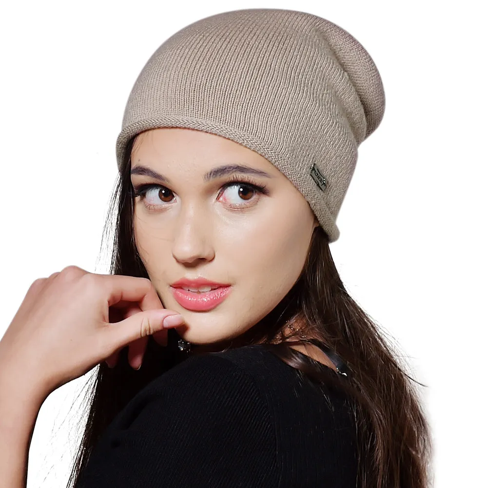 FURTALK Women Winter Wool Cashmere Slouchy  Beanie Hat Crimping Customize HTWL085