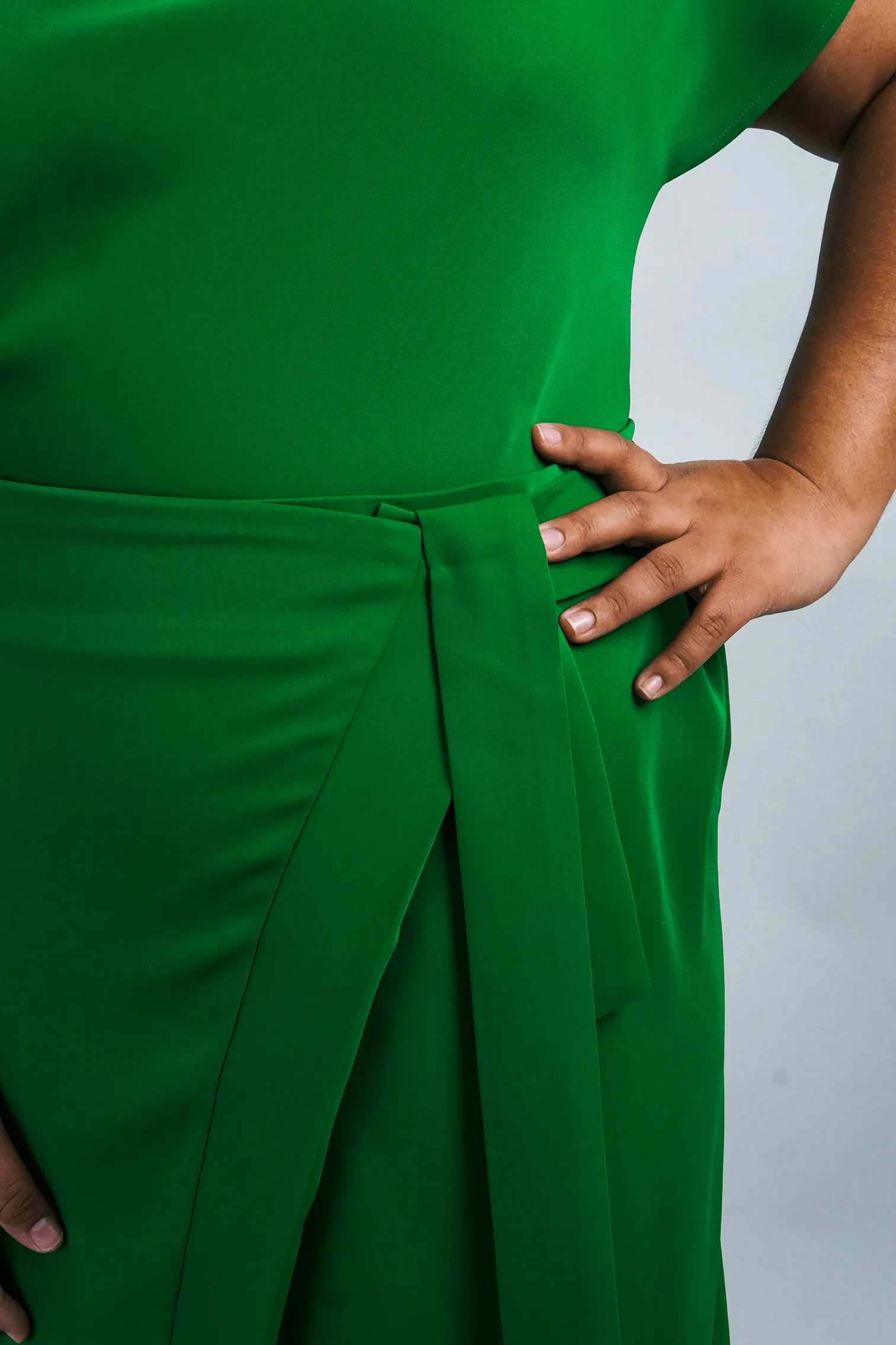 Green Misha Wrapped Midi Skirt