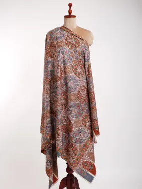 Hand Embroidered 8 Paisley Kalamkari Pashmina Shawl