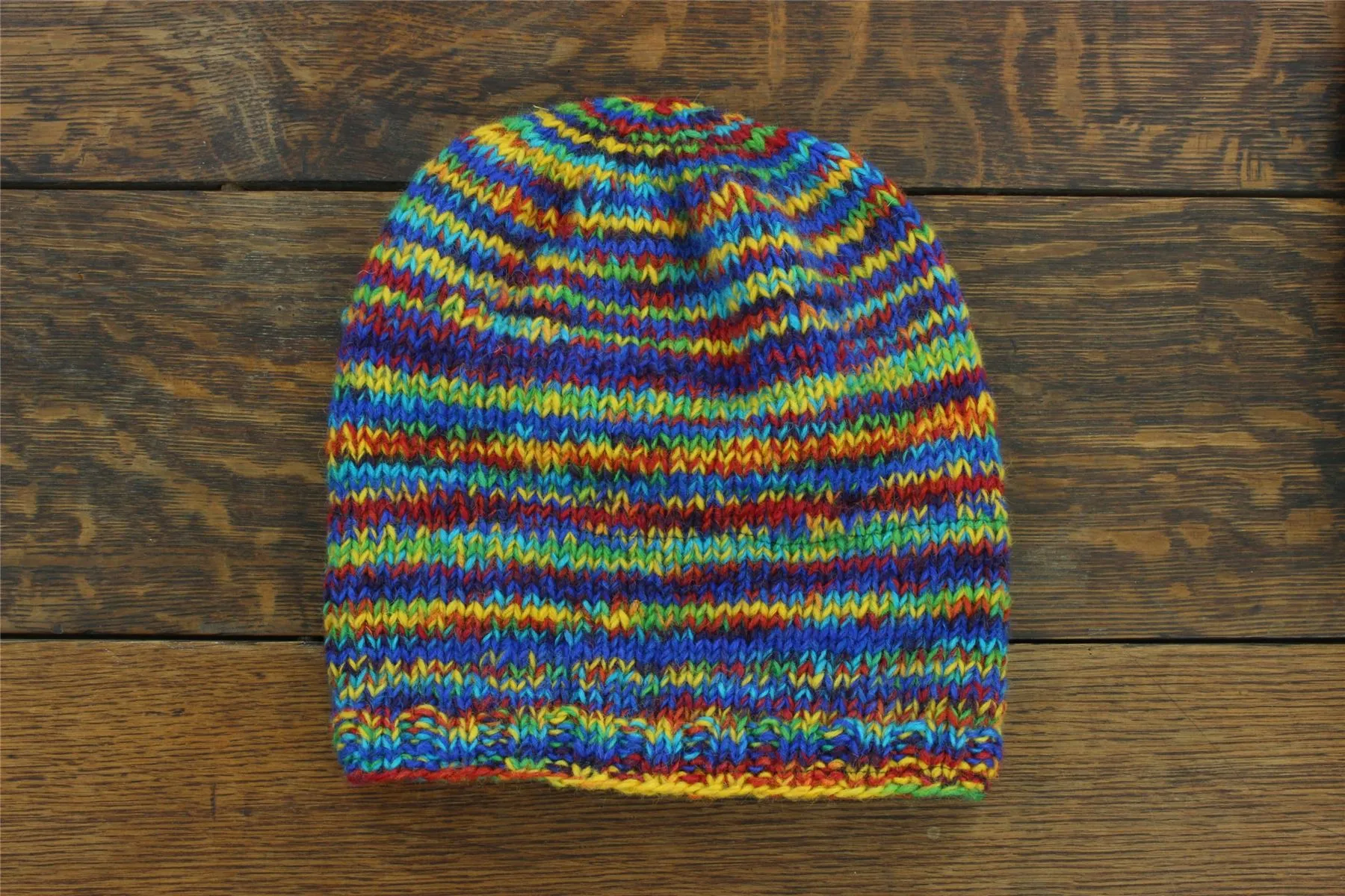 Hand Knitted Baggy Slouch Beanie Hat - SD Rainbow