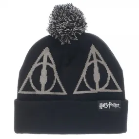 Harry Potter Deathly Hallows Logo Fold Cuff Beanie Adult Knit Hat Cap