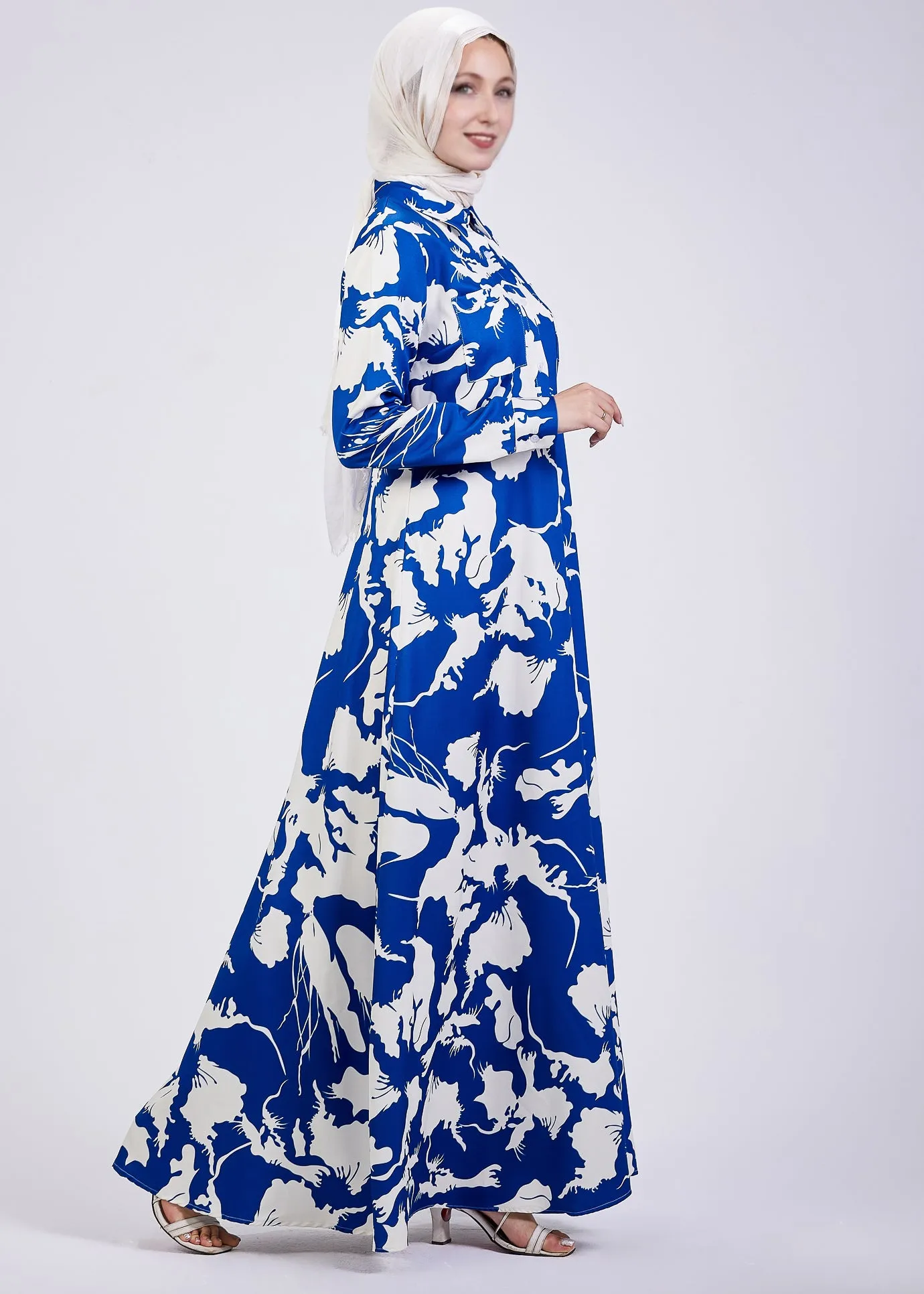 Heba Evelyn Abstract Floral Crepe Maxi Dress