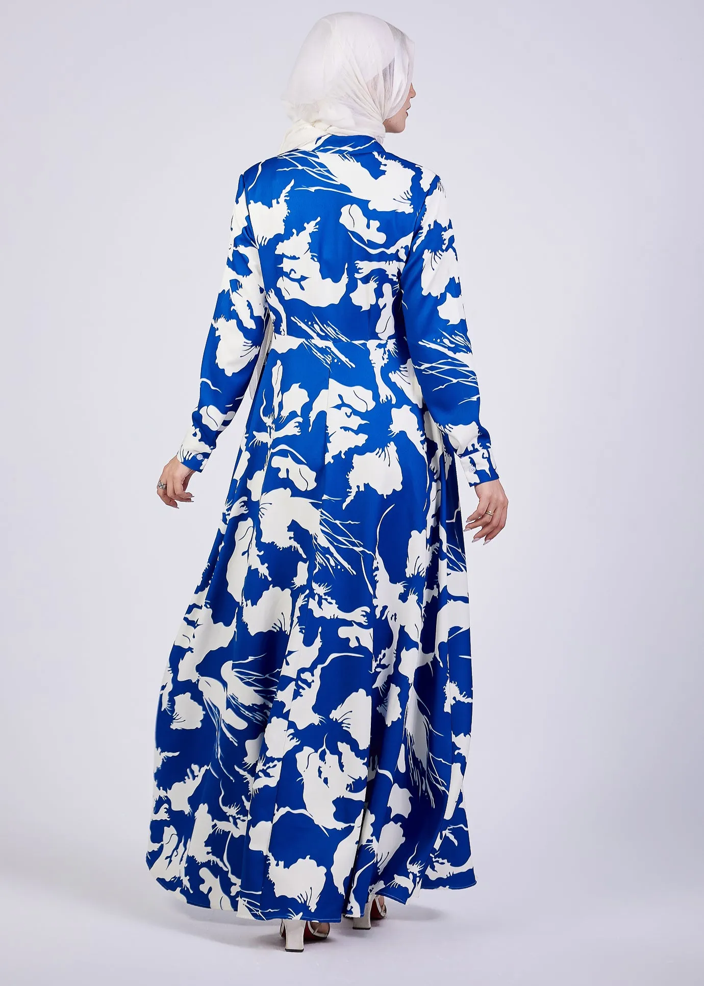 Heba Evelyn Abstract Floral Crepe Maxi Dress