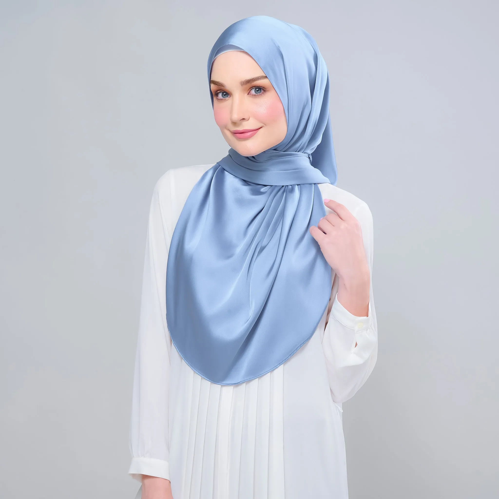 Instant Tag n' Go Shawl  | Satin Silk in Dusty Blue 2.0