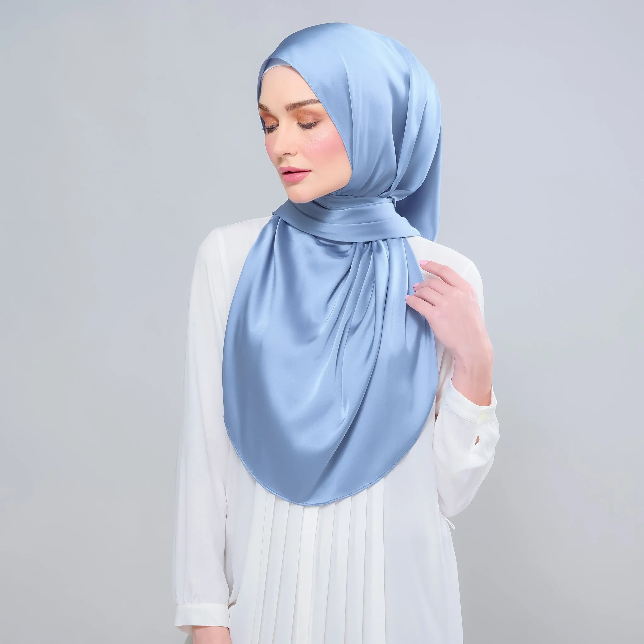 Instant Tag n' Go Shawl  | Satin Silk in Dusty Blue 2.0